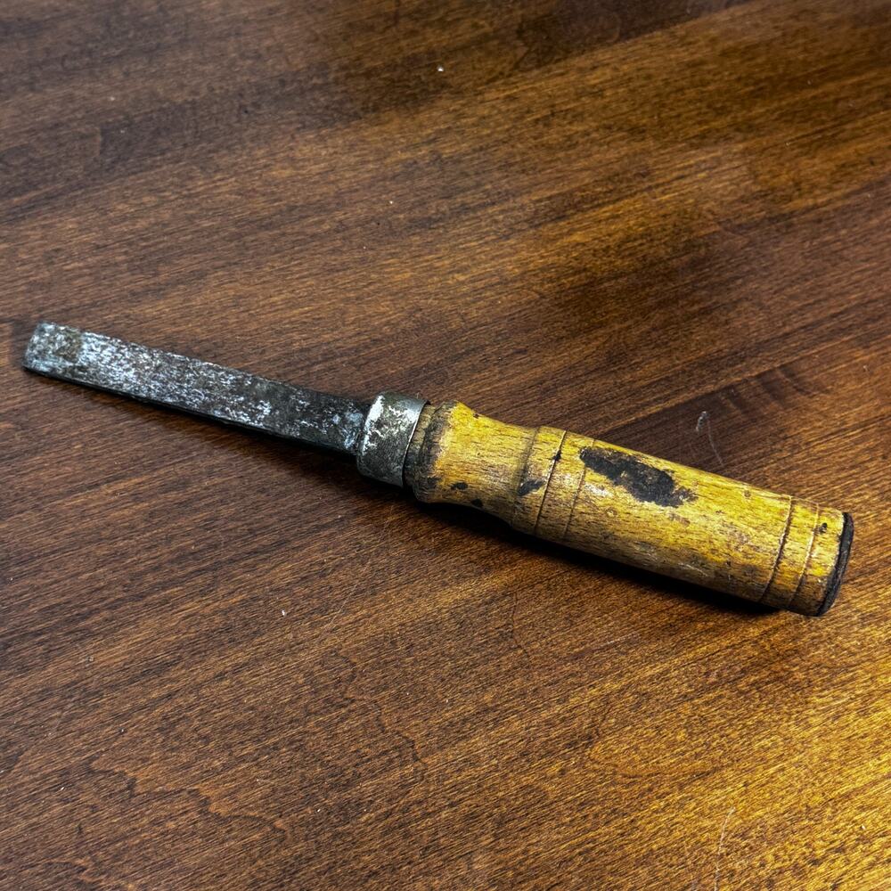 Vintage Putty Knife Paint Scraper Flat Blade Wood Handle Antique Tool 8"
